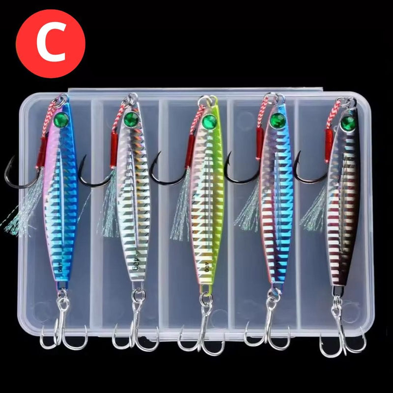Premium Metal Jig Sets in a Box (5 pcs) - Fishing Made Easy!