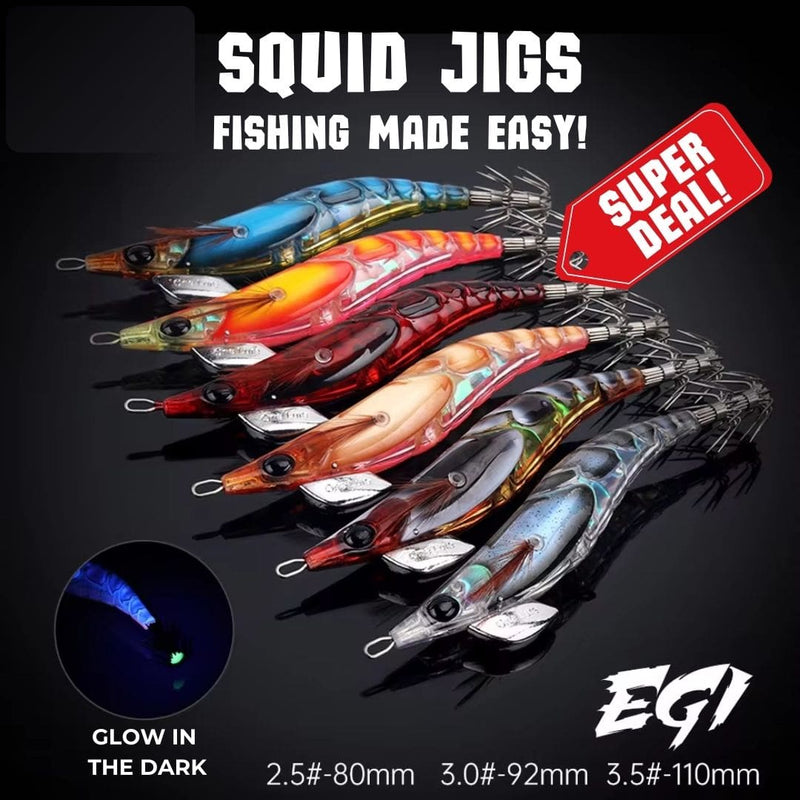 Premium Squid Jigs – Fishing Made Easy! - Kit 3pcs or 6pcs