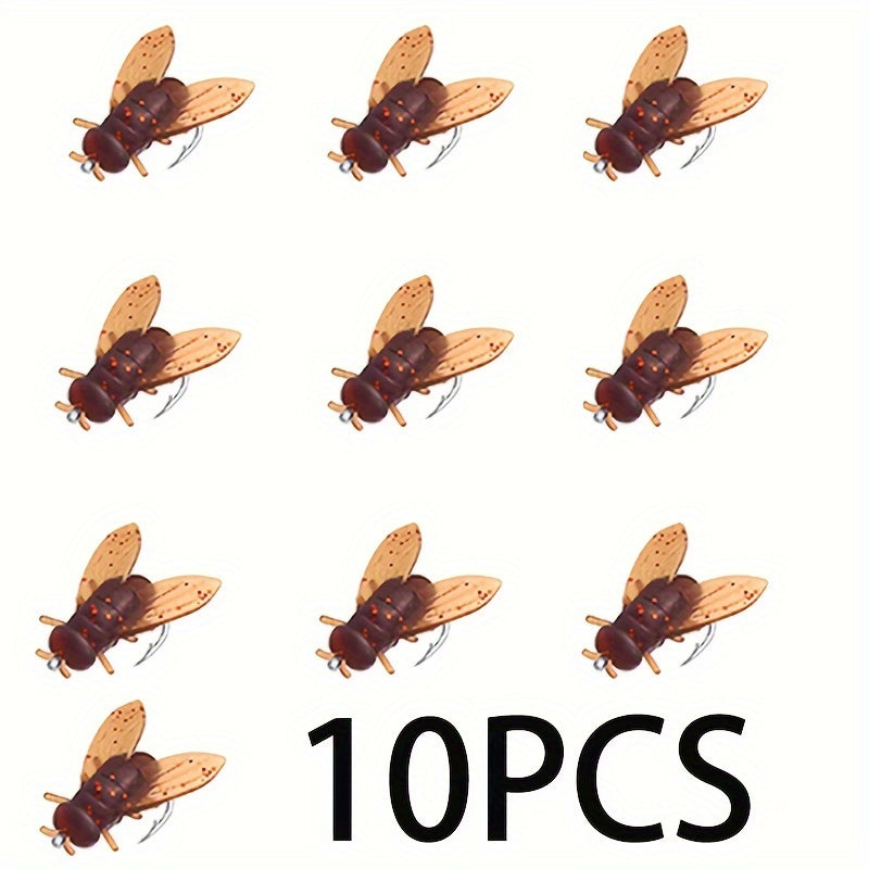 10pcs Fly Fishing Lure Kit – 10PCS Durable PVC Flies for Bass, Trout & Freshwater Fishing