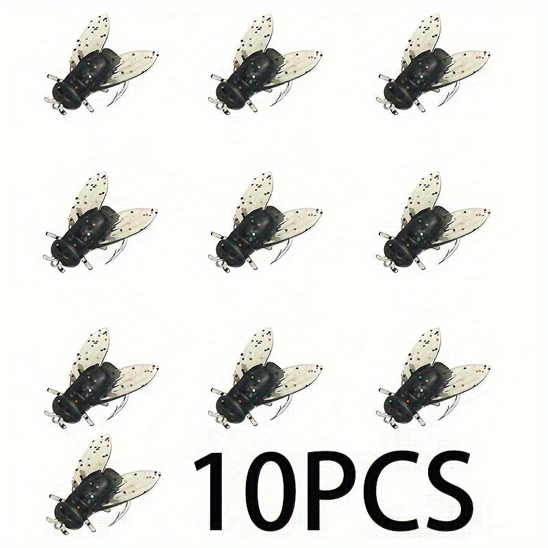10pcs Fly Fishing Lure Kit – 10PCS Durable PVC Flies for Bass, Trout & Freshwater Fishing