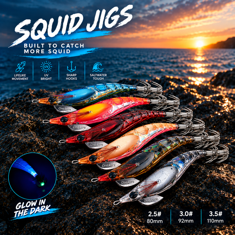 Premium Squid Jigs – Fishing Made Easy! - Kit 3pcs or 6pcs