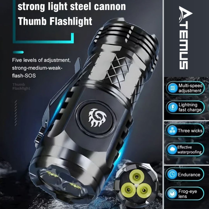 🔥LAST DAY PROMOTION🔥Three-eyed Monster Mini Flash Super Power Flashlight