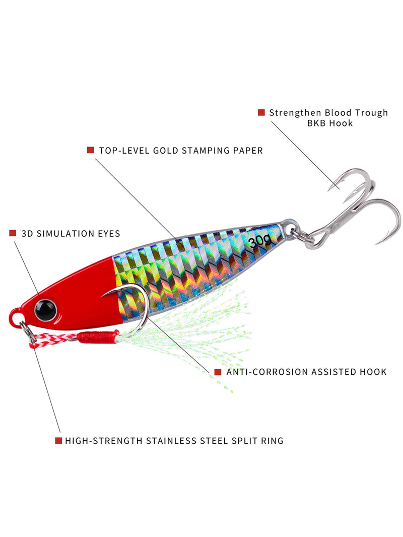 5pcs | Metal Jig Set – Long Casting Lures for Shore Fishing & Sea Bass