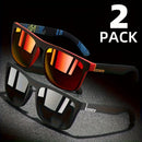 2pcs Square Polarized Sunglasses - Anti-Glare Shades for Outdoor & Travel
