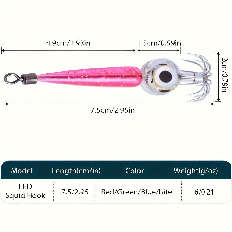 LED Luminous Squid Hook – Glow in Dark Squids Fishing Lure